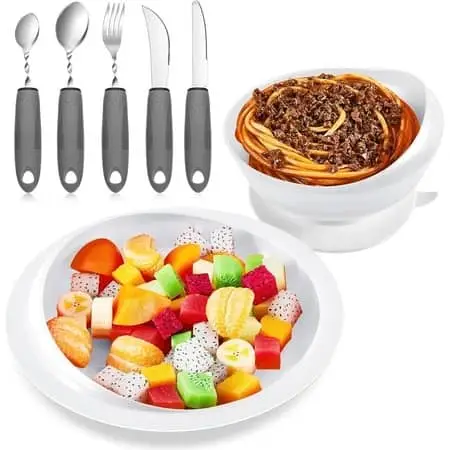 2 Sets Adaptive Utensils Bowl and Plate Set