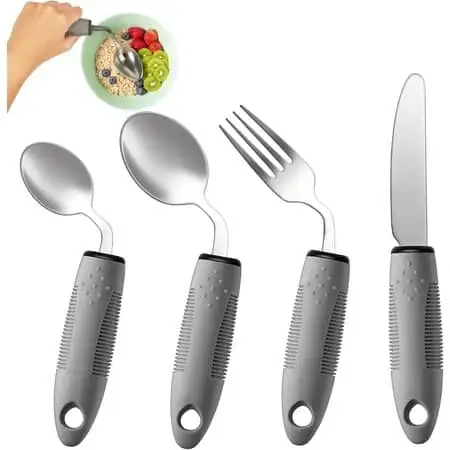 4-Piece Adaptive Utensils Set for Hand Tremors and Parkinsons Patients